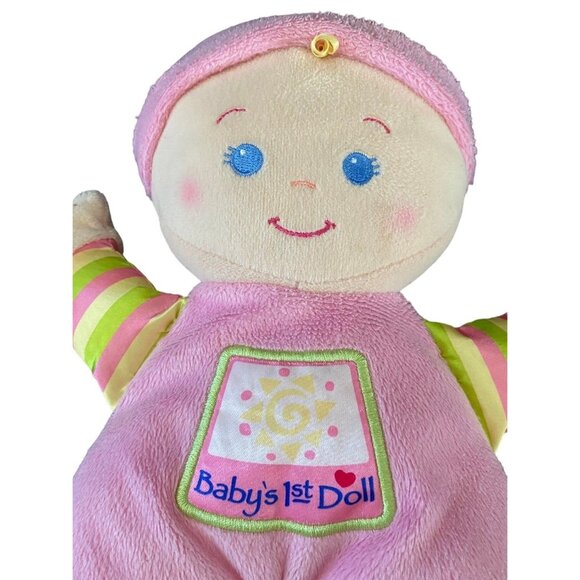 Fisher Price Pink Baby's First 1st Doll Brilliant Basics Plush Rattle Soft Toy - Picture 1 of 6